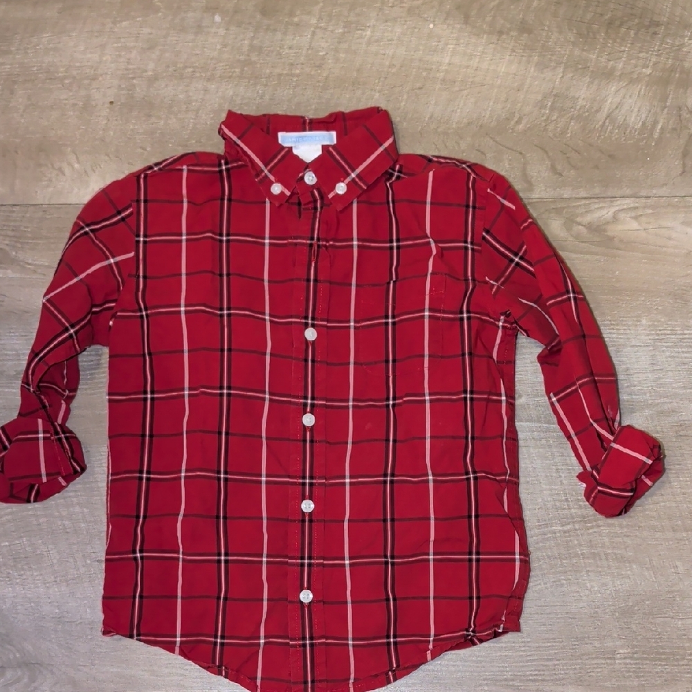 Janie and Jack Red Plaid Button Down Shirt